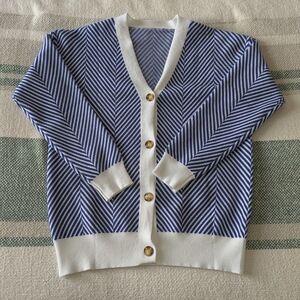 Tanou Blue and White Striped Cardigan